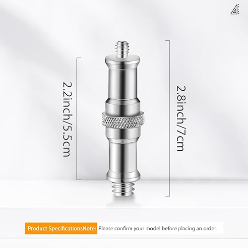 Miniatura 3 de 3 Pieces Standard 1/4 to 3/8 inch Metal Male Convertor Threaded Screw Adapter Spigot Stud for Studio Light Stand, Hotshoe/Coldshoe Adapter, Ball