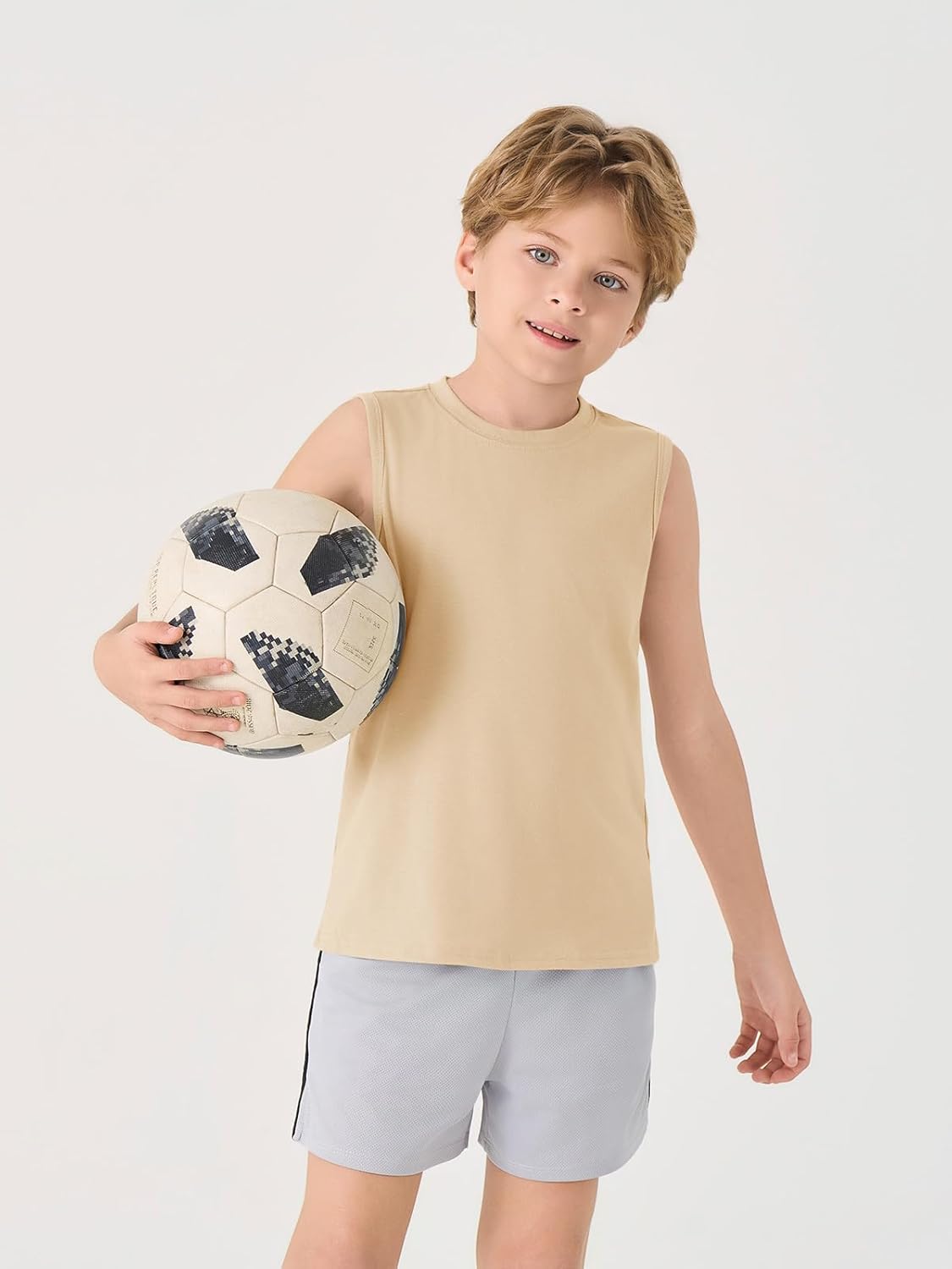 Haloumoning Boys Tank Tops Casual Sleeveless Crewneck Athletic Workout Tees Basic Solid Undershirts 5-14 Years - Image 4