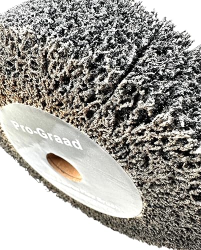 Image of 8 inch x 2 inch Black 40 Grit Extra Coarse Non-Woven Bench Grinder Strip & Clean Flap Brush Wheel, Metal Graining, Stripping, Rust & Paint Removal, Compatible for 1 /2 inch, 5 /8 inch, 3 /4 inch, 1 inch, 1-1 /4 inch Arbor