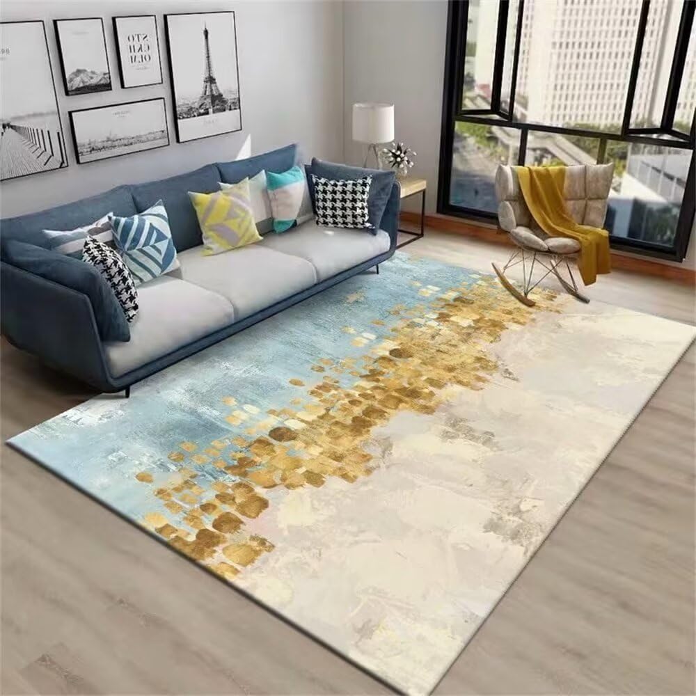 Tapis chambre bebe jaune et bleu flou pour créer un coin éveil doux 70x200cm