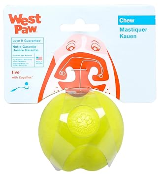 West Paw Design Zogoflex Jive Guaranteed Tough Dog Ball Chew Toy, Large 3-1/4-Inch, Granny Smith