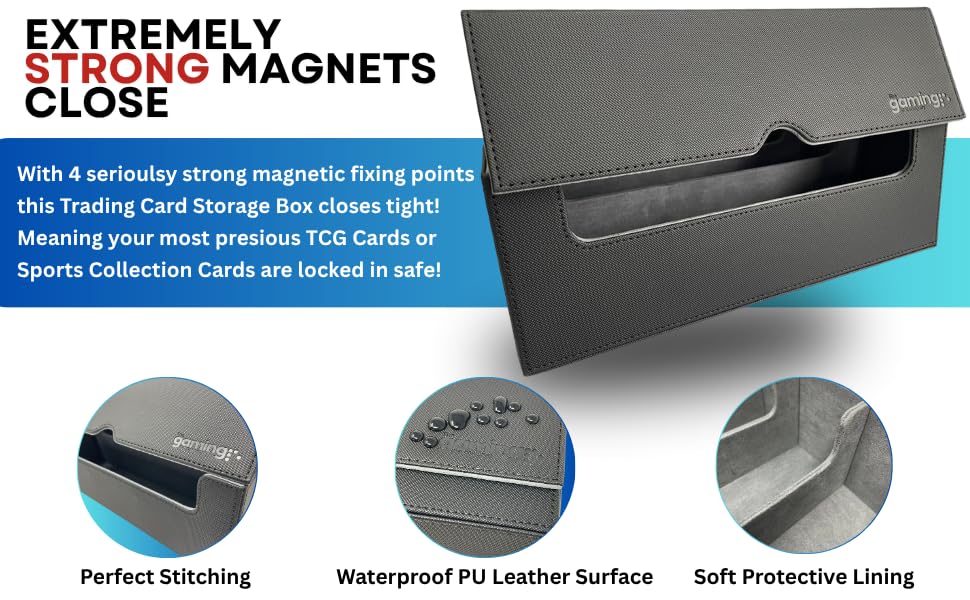 The Gaming Mat Company Bulk Deck Box for Trading Cards, Faux Leather Storage Case, Holds 1800+ Cards, Magnetic Closure - Image 4