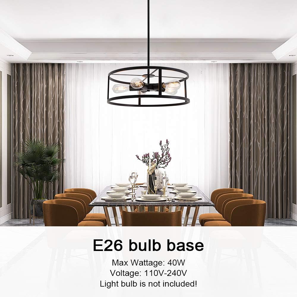 Flash Deals - 60% OFF TODOLUZ 5-Lights Farmhouse Flush Mount Ceiling Pendant Lamp, 19.7 Inch Black Hanging Chandelier for Kitchen Hallway Living Room