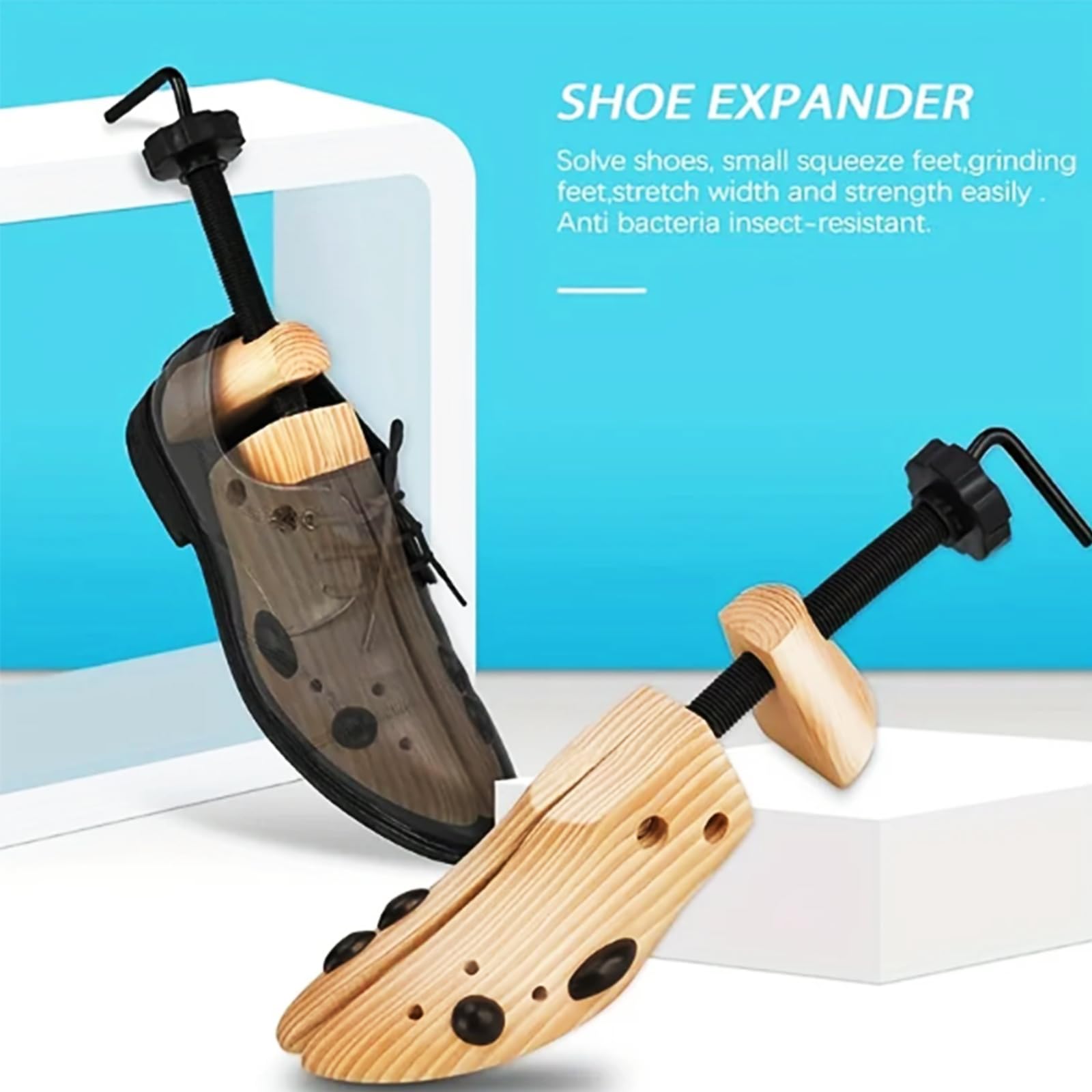 Ensanchador de Zapatos para Hombres y Mujeres, ensanchador de Zapatos de Madera, ensanchador de Zapatos Planos Ajustables para Hombres y Mujeres,L