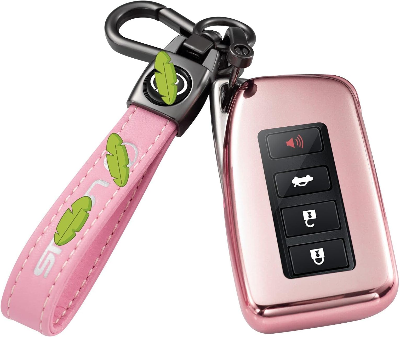 for Lexus Key Fob Cover with Logo Keychain Soft TPU 360 Degree Protection Key Shell Case Compatible with Lexus RX ES GS LS NX RS GX LX RC LC Smart Key (pink)
