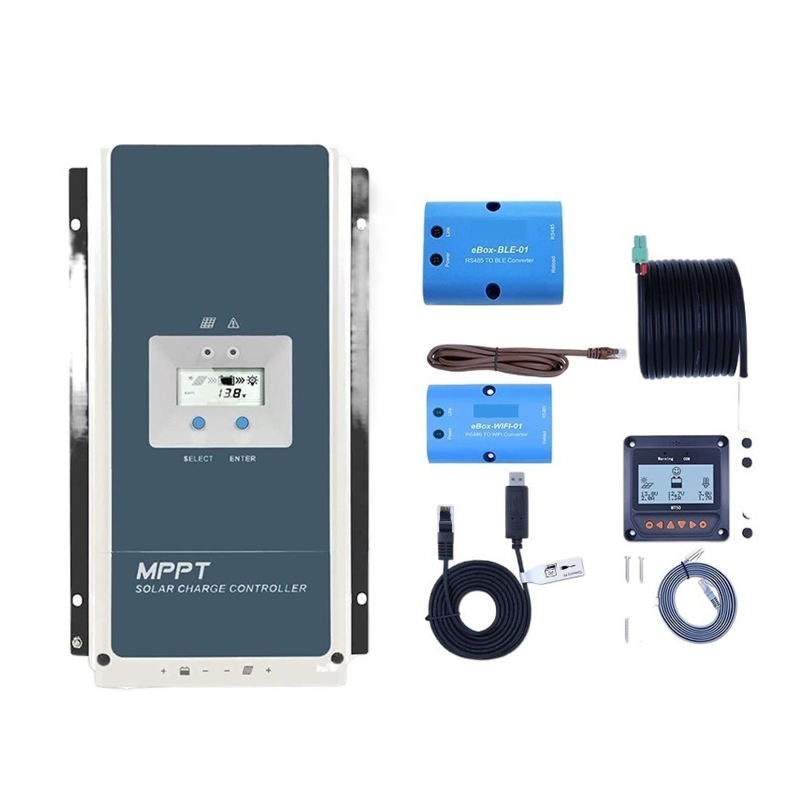 Controlador De Carga Solar MPPT Rastreador Retroiluminación 100A 80A 60A 50A Cargador Batería Regulador Voltaje Serie Seguimiento Panel(10420AN)