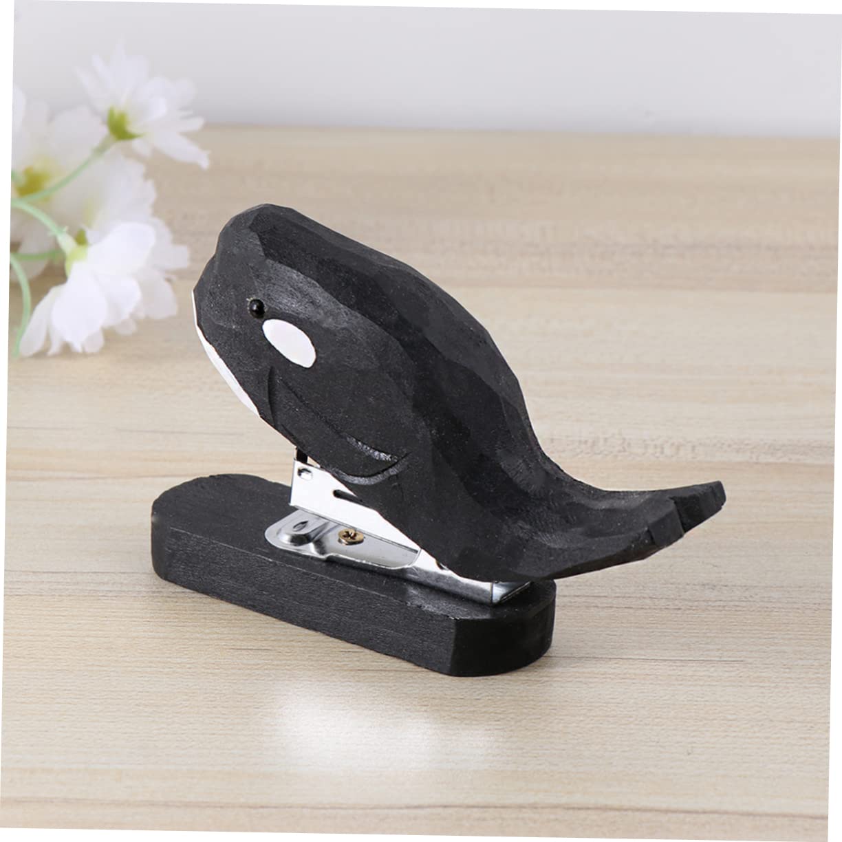 NUOBESTY 3piezas Grapadora Creativa De Madera Forma De Ballena Para Estudiantes Papelería De Oficina Suministros Prácticos y Portátiles Para Casa y Escuela