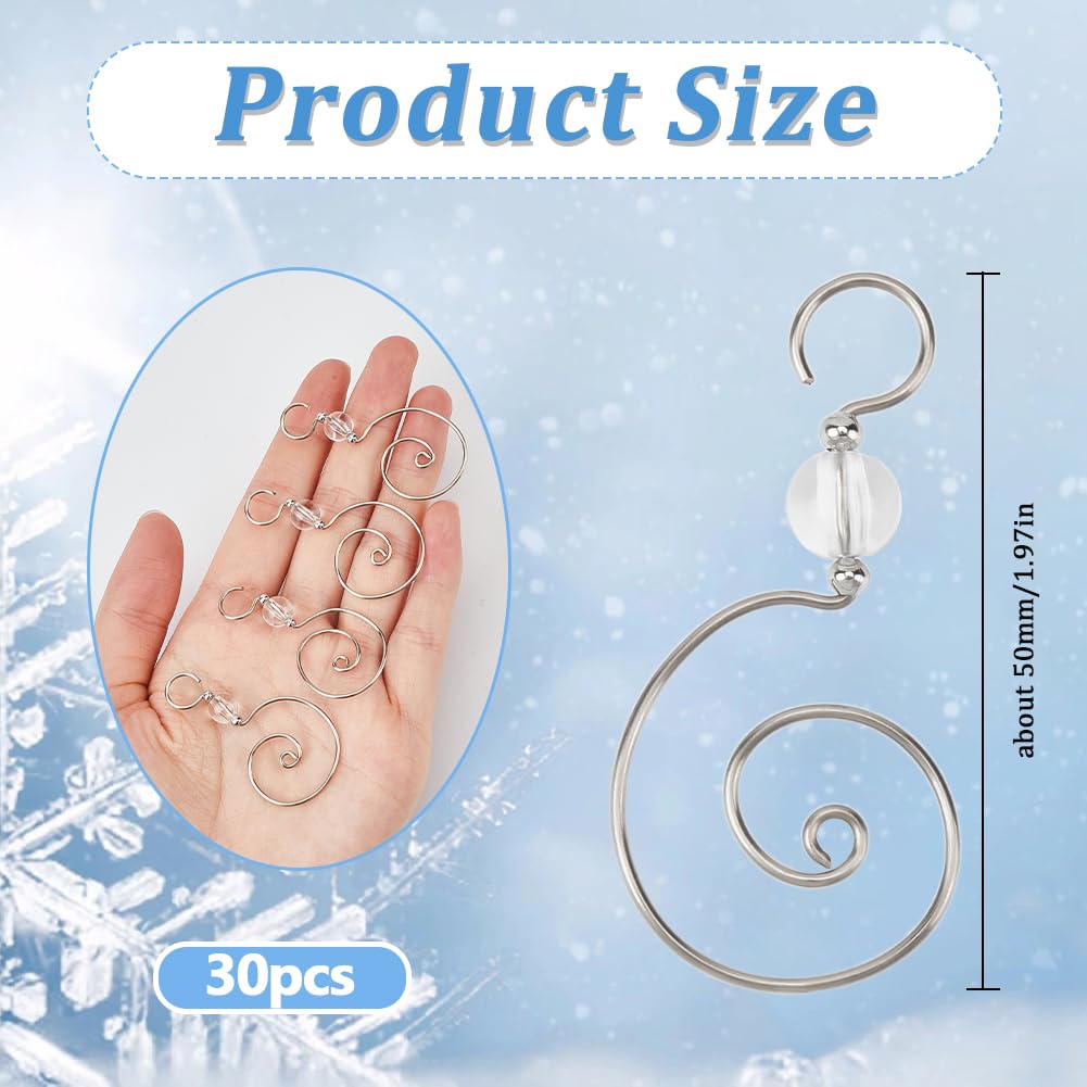 SOFPLATE 1 Box 30Pcs Crystal beaded Christmas Ornament Hooks Tree Ornament Hanging Hooks S Shaped Decorative Accessories Acrylic Wire Hanger Metal Hooks for Wall Party Home Decoration Holiday Supplies
