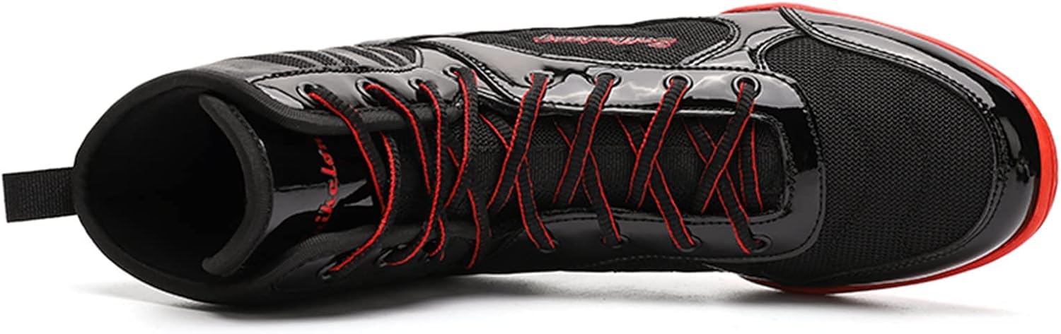 Men's Boxing Shoes, Fashion Lightweight Wrestling Trainers High-Top Bodybuilding Shoes Lightweight Kickboxing Sports Sneakers