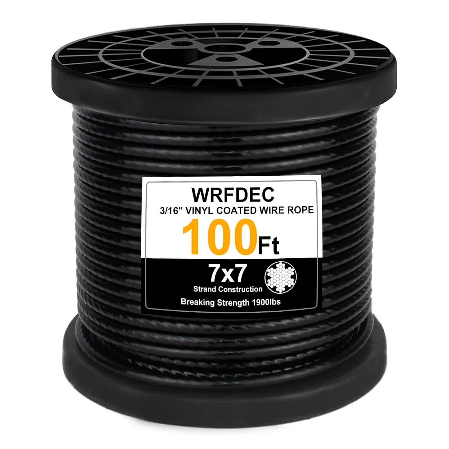 400FT Aircraft Cable for 1/8" Cable Railing System, Decking Stair Railing,3/16" Black Vinyl Coated Wire Rope for Balustrade DIY, Fencing,String Lignts Hanging, 1/8" Thru 3/16"