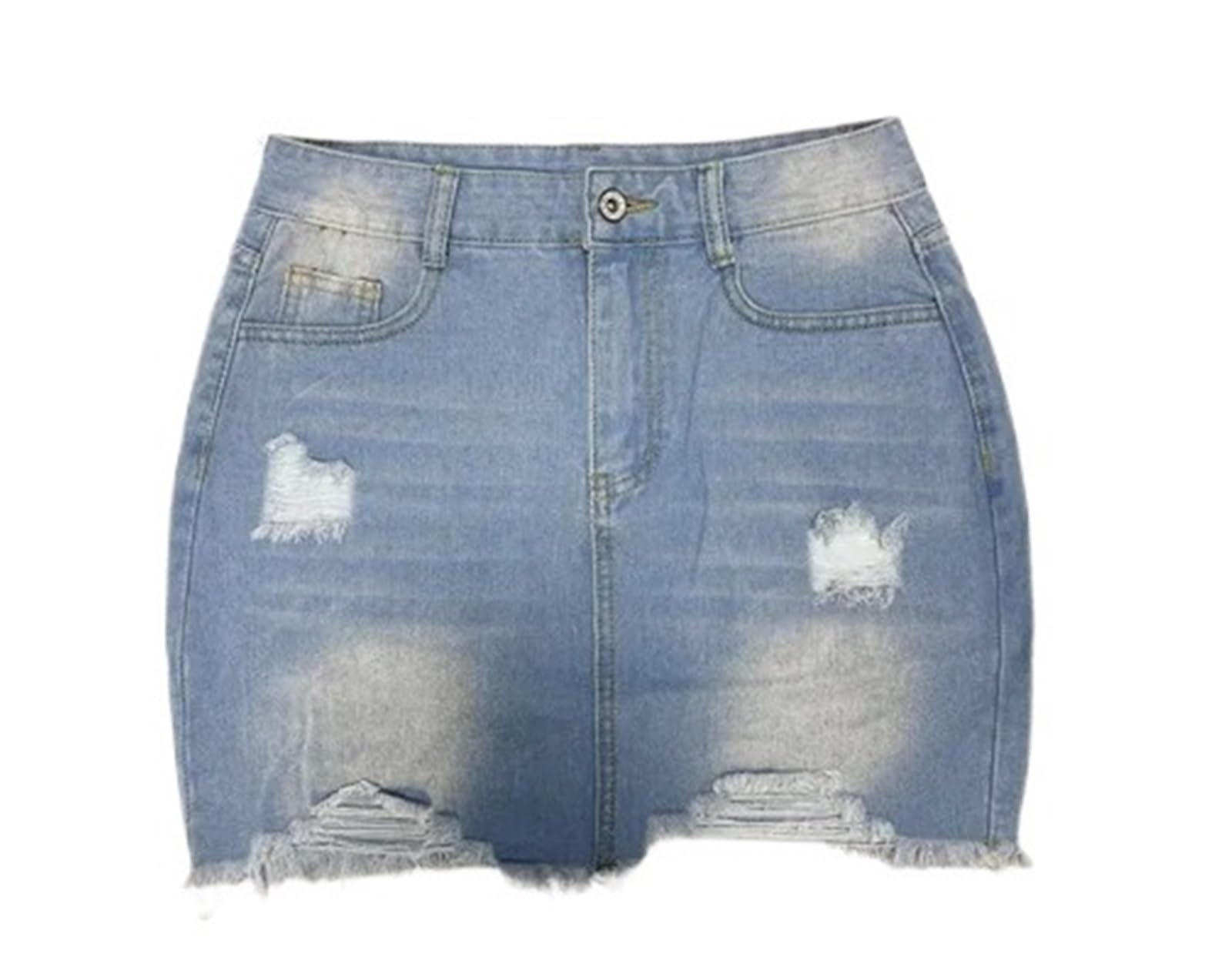 Gonna di jeans da donna corta a trapezio con bordi sexy in