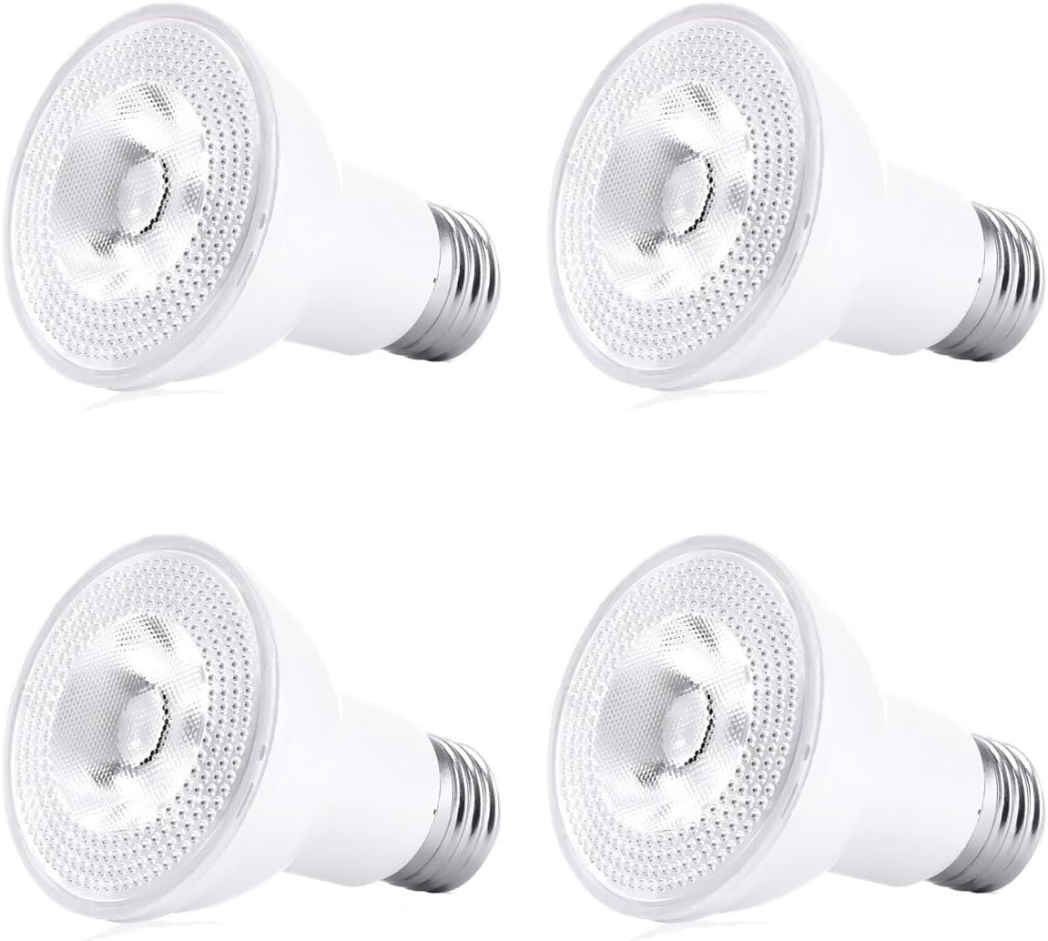 4-Pack PAR20 LED Bulbs, Flood Light CRI90 50W Equivalent 7W, Dimmable, 550 Lumens, E26 Base (2700K Soft White)
