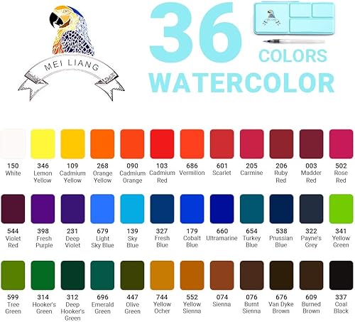 Miniatura 5 de Paquete de pintura de acuarela MeiLiang, 36 colores vivos con Arrtx 30 colores acrílicos para pintura rupestre, perfecto para estudiantes, niños,