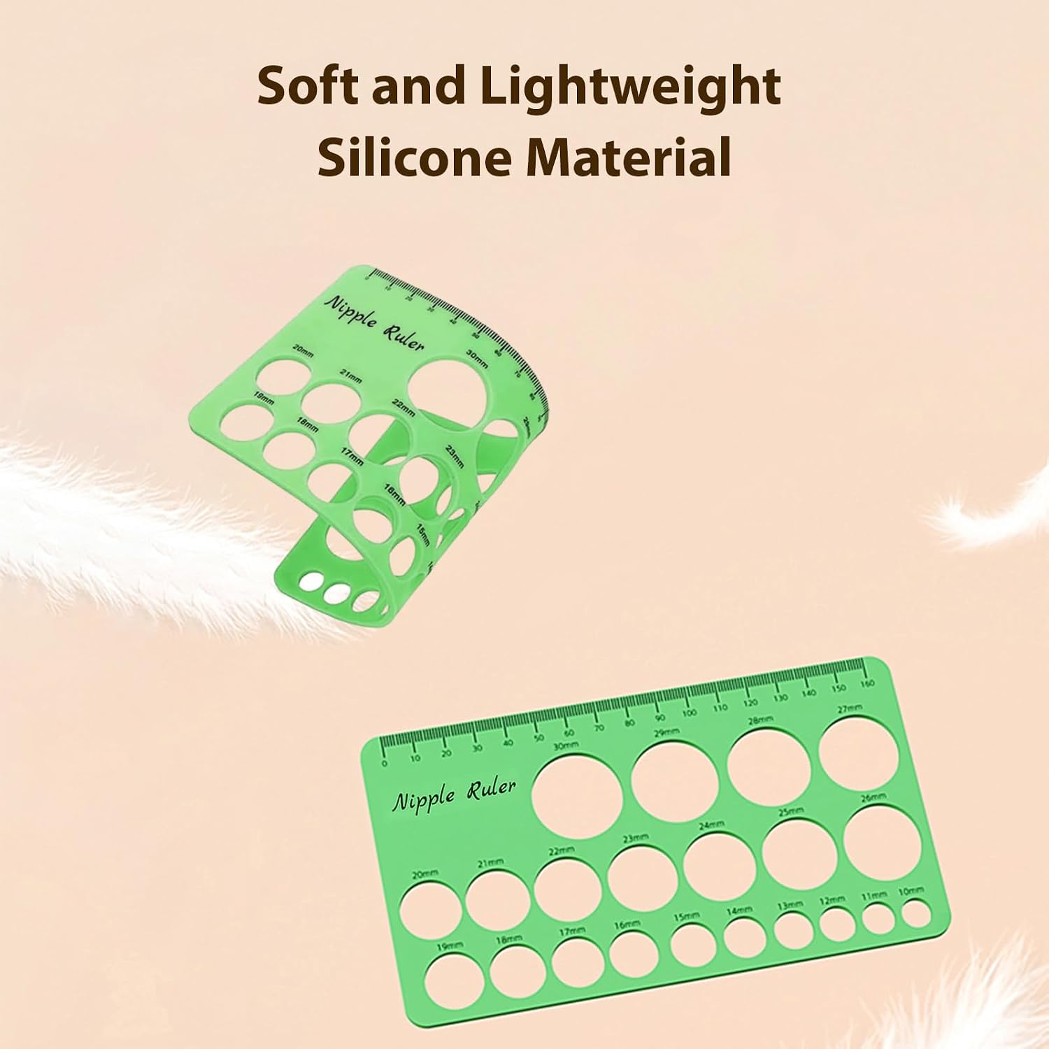 Nipple Ruler, Breast Pump Flange Sizing Tool, Silicone Nipple Measurement Tool with 1.5M Soft Ruler, Essential Tool for New Mothers, Soft and Safe Silicone Material, Find The