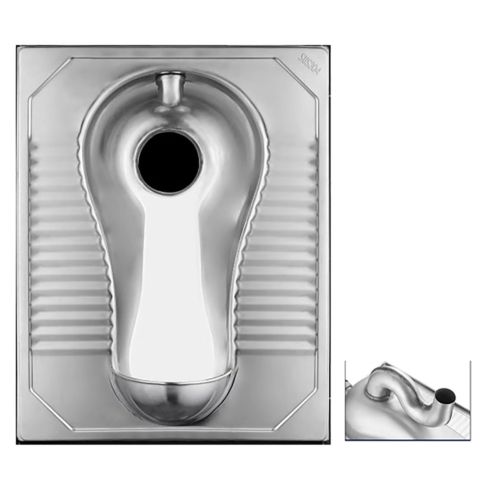 VAYEODEYU 304 Stainless Steel Squat Toilet Odor-Proof High Pressure Flush for Public Restrooms(A)