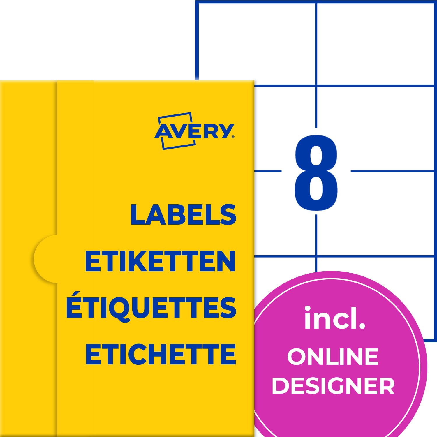 AVERY Zweckform P4910-50 - Etiquetas adhesivas (400 unidades, 105 x 74 mm en A4, autoadhesivas, impermeables, resistentes, imprimibles, para exteriores, 50 hojas, color blanco