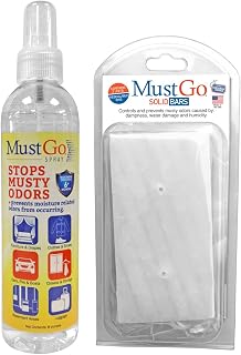 Odor Eliminator MultiPack - Controls, Removes and Prevents Musty Smells in Closets, Basements, Attics, Sheds and Storage Units - Unscented - Solid Bars and Spray (8oz)