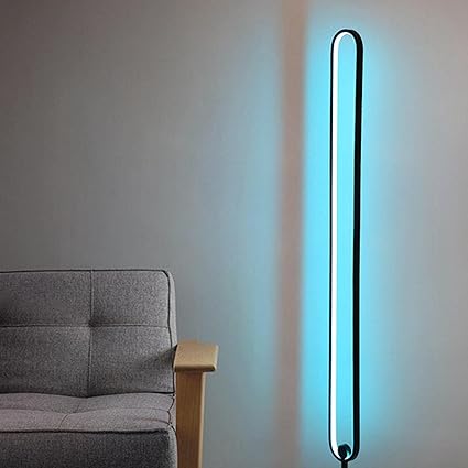 GAH Modern Corner Floor Lamp Indoor Dimming RGB Light Remote Control Black