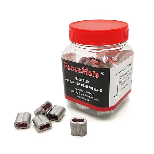 Miniatura 8 de FenceMate Mangas de lazo de crimpado de aleación de aluminio #2-3 largas para empalmar y unir cables metálicos o cuerdas de alambre, templado, con
