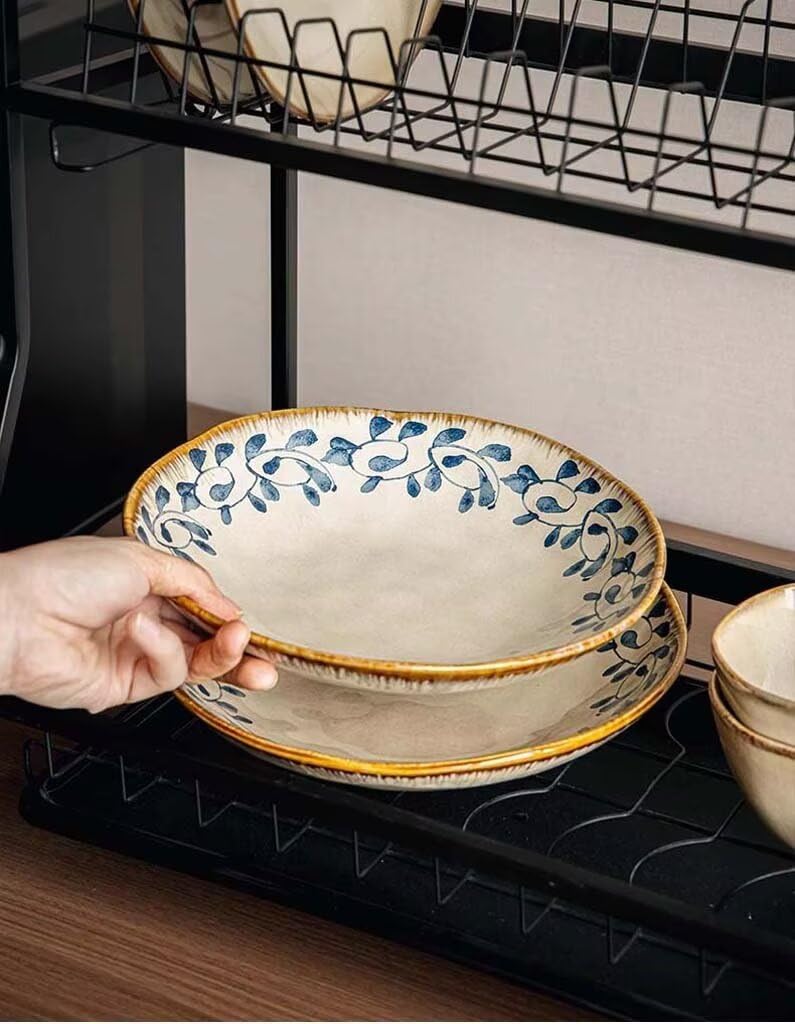 Cuenco de ceic irregular de 920 ml, plato profundo para uso doméstico, cocido a alta temperatura, plato de servir Ele para ensalada, pasta y postres