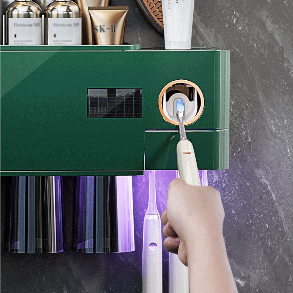 Porta Cepillo de Dientes Soporte de cepillo de dientes inteligente soporte de pared soporte for el cepillo de dientes estante de almacenamiento de baño con taza de enjuague bucal, kit de protección de