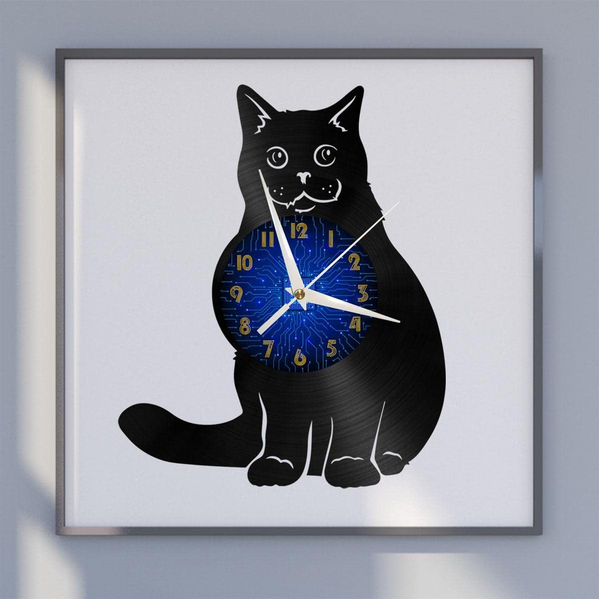 Horloge vinyle British Shorthair silencieuse pour la chambre