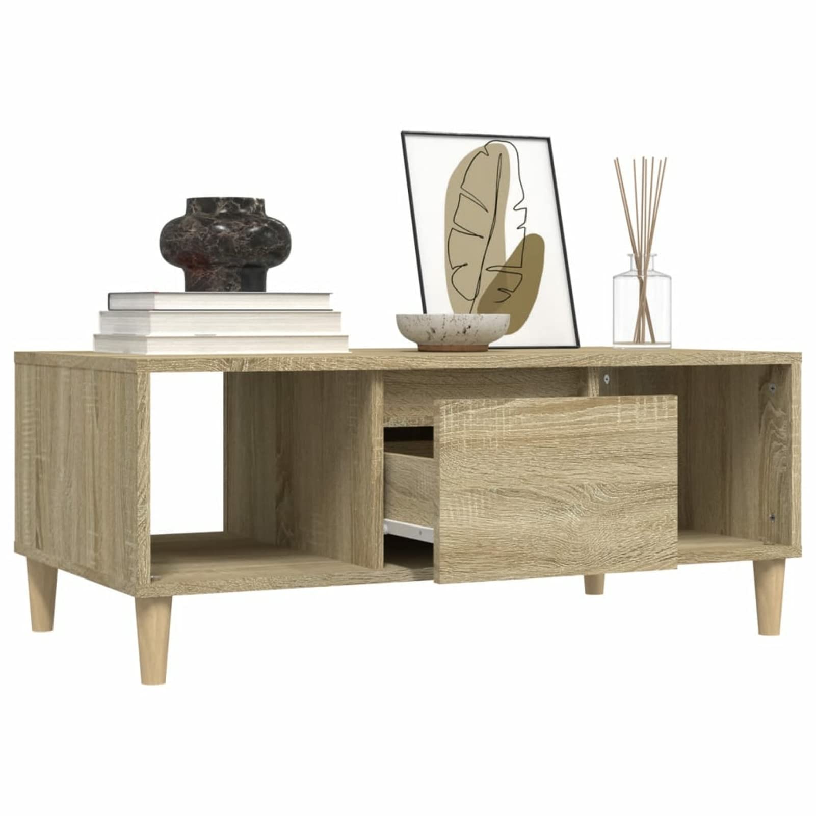 Homgoday Tavolino da caffè in rovere Sonoma, 90 x 50 x 36,5 cm, tavolino da tè per soggiorno, sala d'accoglienza degli ospiti, camera da letto e mobili da ufficio