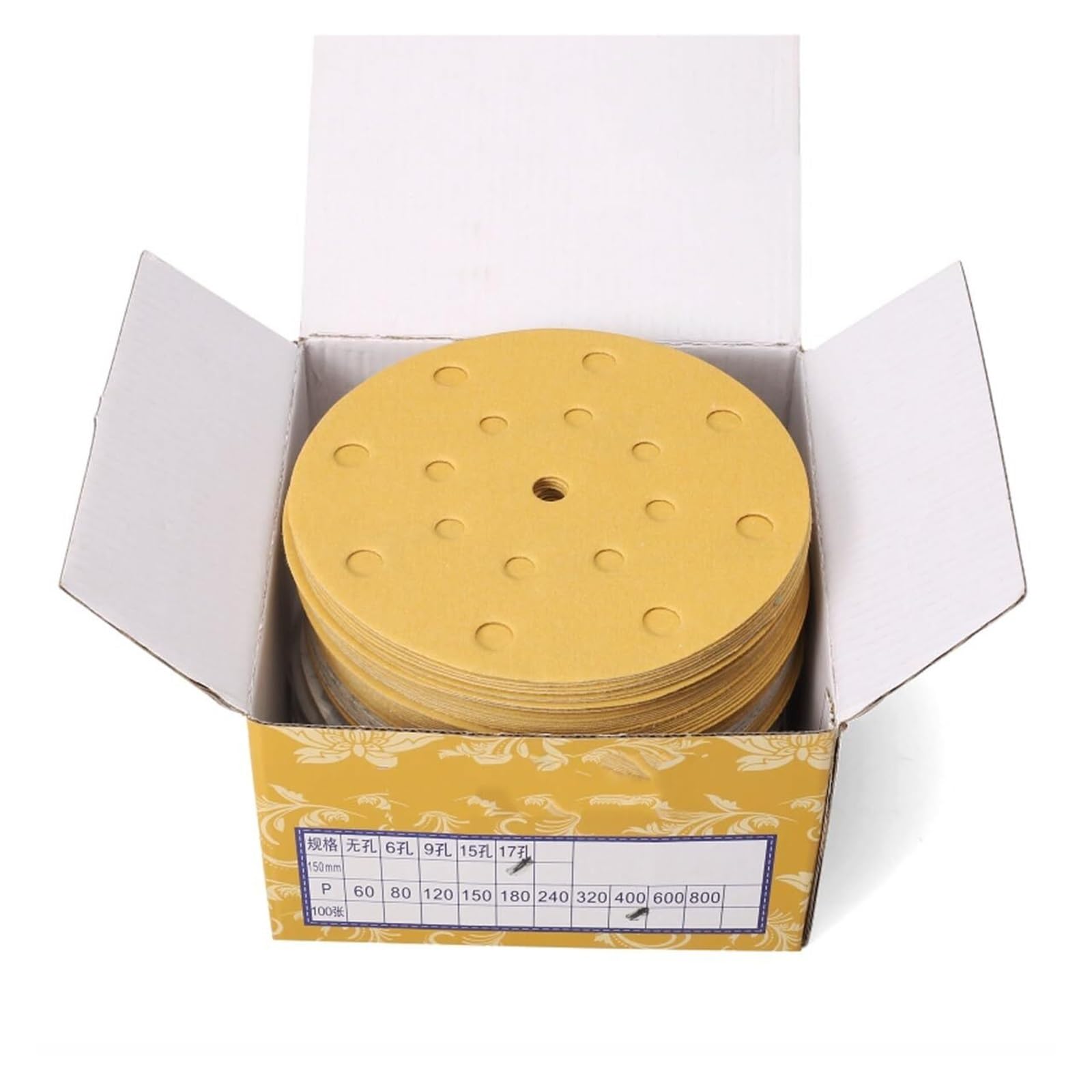 Discos de lijado, discos de lijado, discos de lijado de 150 mm y 17 orificios, almohadillas de discos de lijado for almohadillas de lijadora orbital aleatoria y todas las herramientas oscilantes, ganc