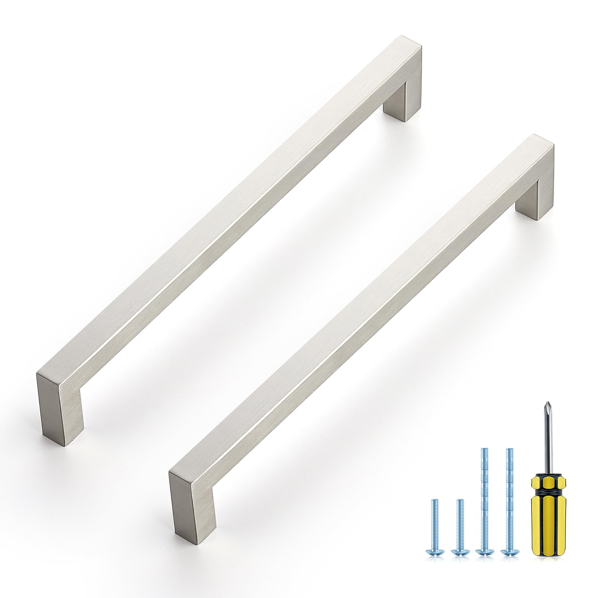 Ravinte Brushed Nickel Square Pulls Cabinet Handles,8-4/5 Inch,10 Pack