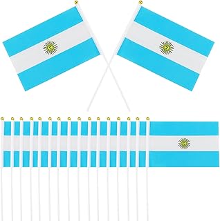 20 Pcs Argentina Flag, 14x21cm World Cup Flags Argentina Cheering Flags Mini Handheld Flags Banner Pocket National Flags On Sticks 2023 Decorations Football Party Decorations Hand Flags Bunting