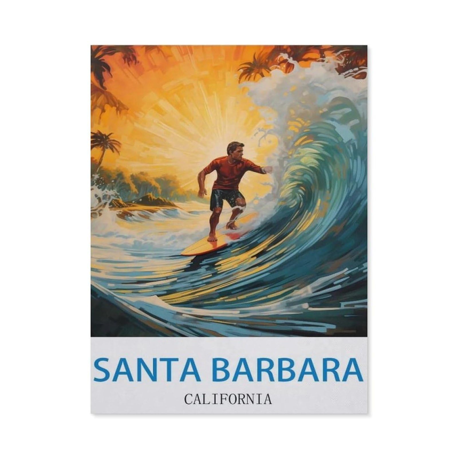 BEAYODKP 5D Diamond Painting Set ，Santa Barbara California ， Surf