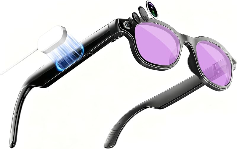 2026 Nuevas lentes inteligentes AI con cámara de 32MP, grabación de video 4K HD, asistente de voz AI, traducción en tiempo real, parlantes abiertos, carga inalámbrica, Bluetooth, 3 lentes, para trabajo y viajes