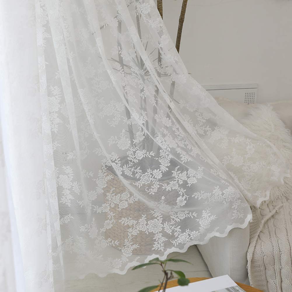 Rideau de tulle brodé blanc 150x270 haut de gamme pour fenêtre