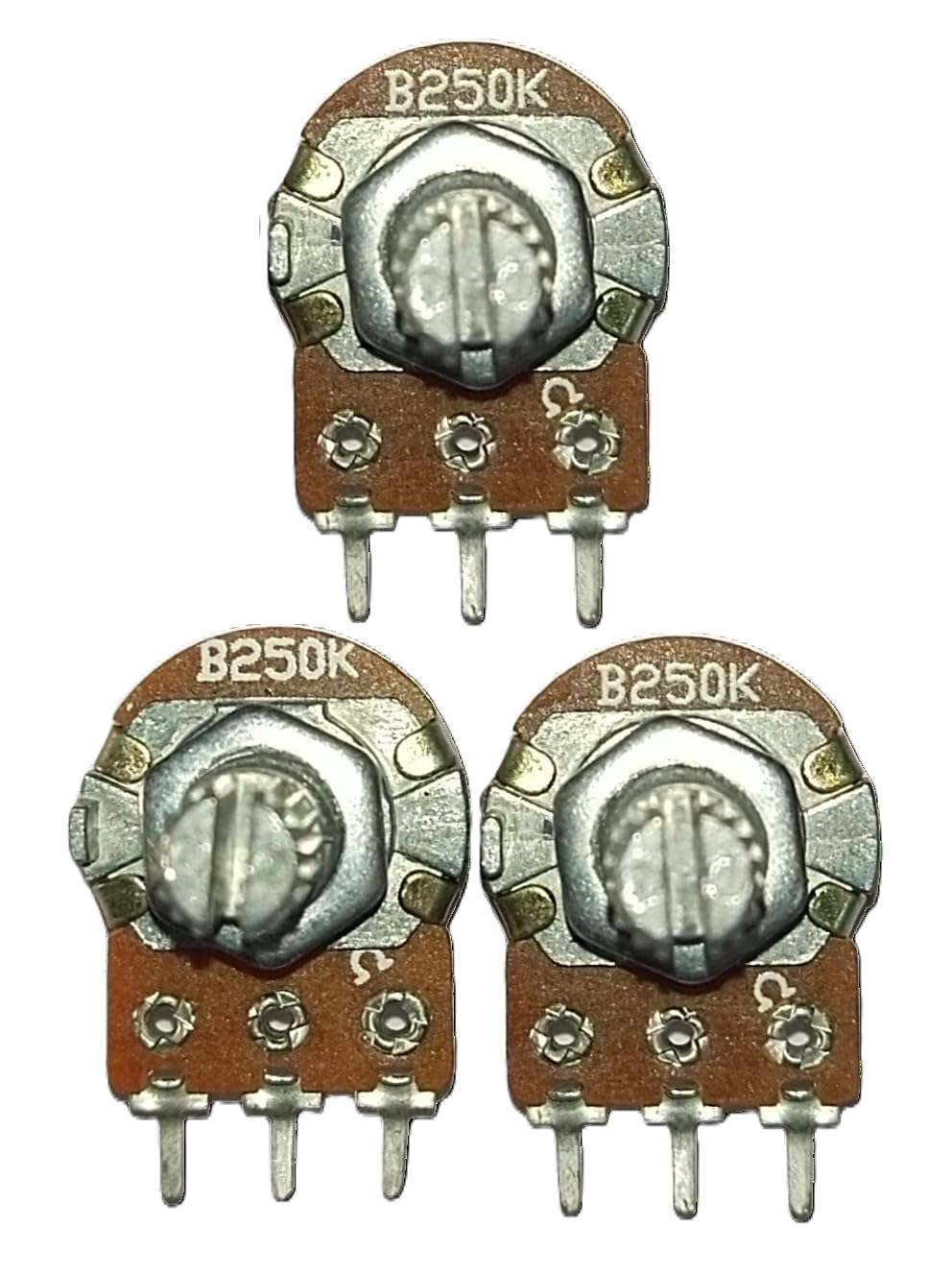 3 Pcs of B250K Potentiometer 250K / 250 Kilo ohms Pots for Electric Guitars/Bass Replacement Parts/Copper/Audio