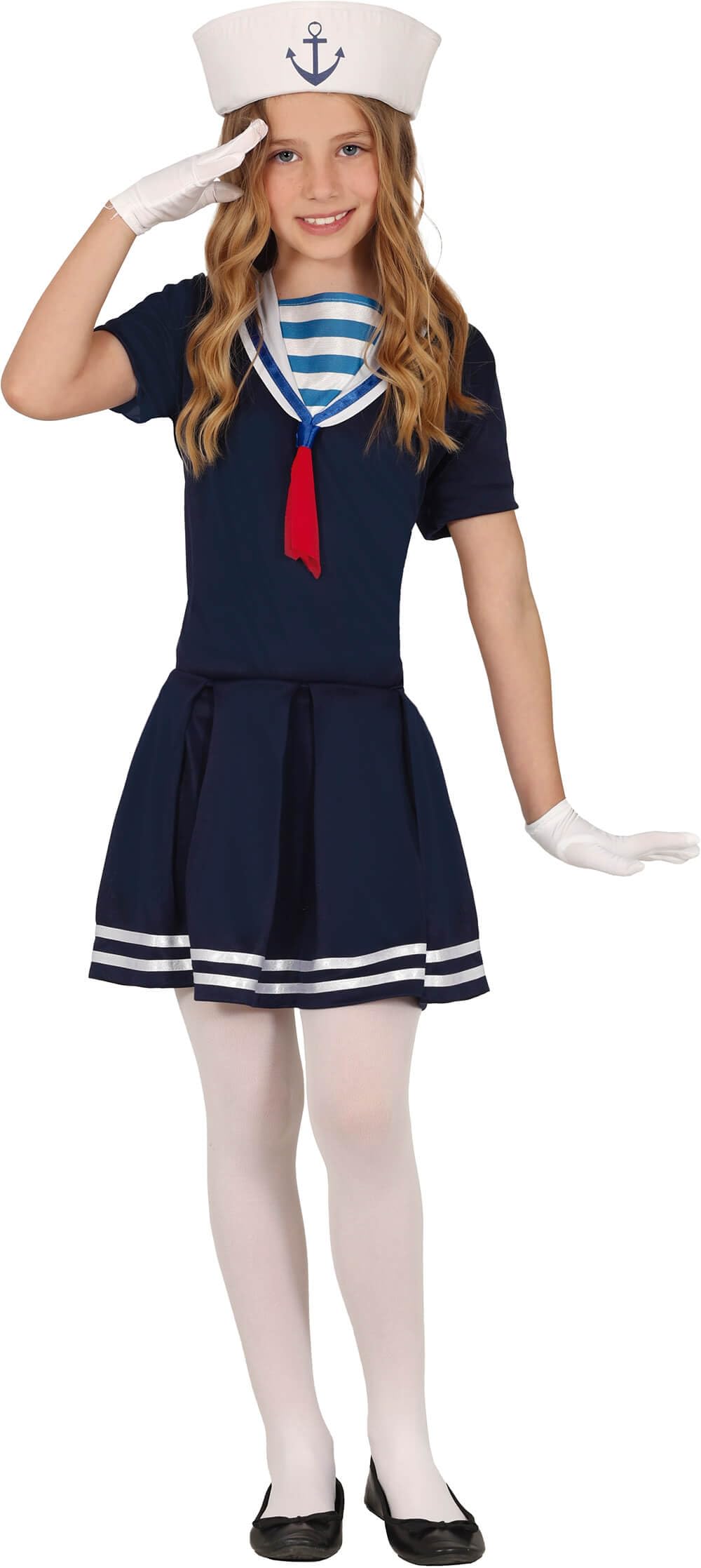FIESTAS GUIRCA Vintage Sailor Carnival Costume Girls - Stylish Blue Sailor Dress - Retro Marine Fancy Dress Carnival Costume Children Girls 7-9 Years