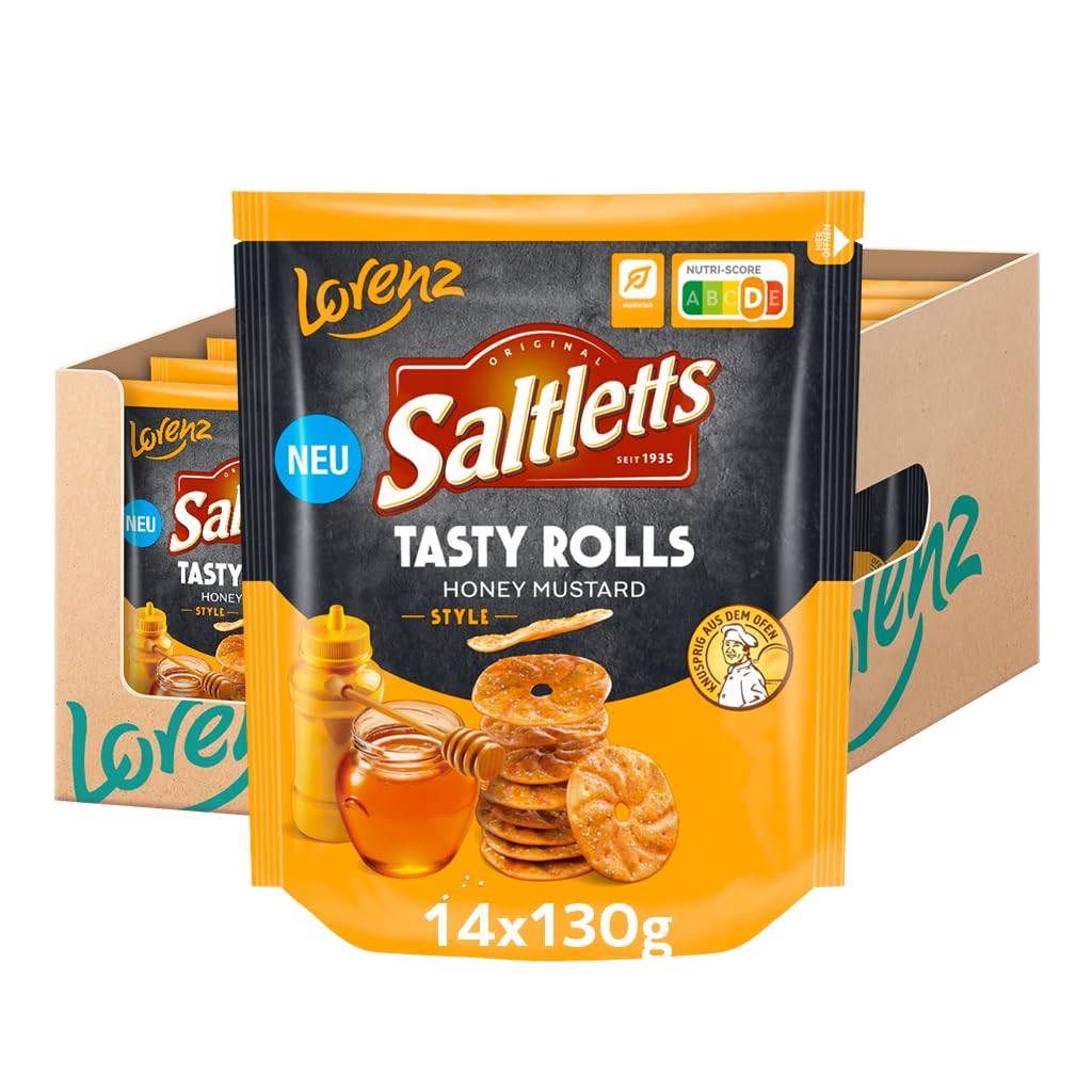 LORENZ | Saltletts Tasty Rolls Honey Mustard Style | 14 x 130 g | vegetarisch