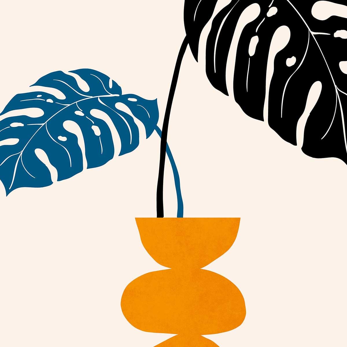 Póster gráfico de planta en maceta, fabricado en Francia, 60 x 90 cm