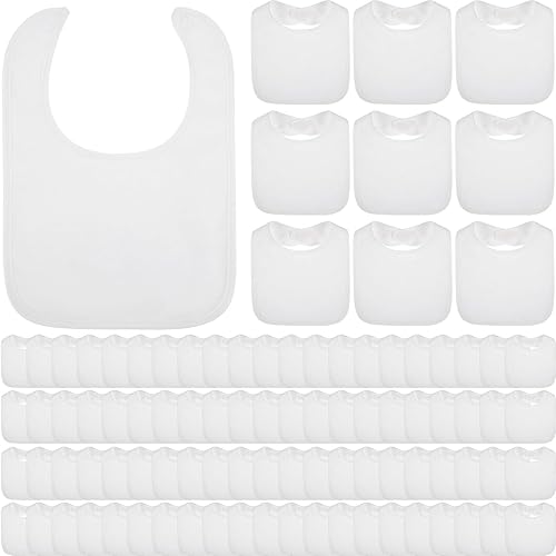 Toulite 50 Piezas Baberos Blancos para Bebé Lavables Reutilizables Impermeables de Algodón Baberos Alimentadores con Diseño de Doble Cara para