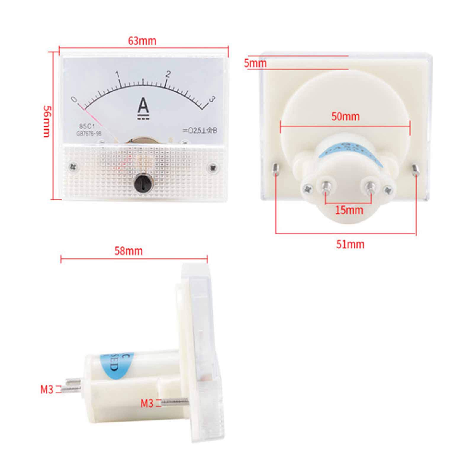 85C1 DC 0 3A Amperometro del Pannello Analogico, Misuratore di Corrente Ad Alta Precisione con Scala Schermata in Seta Trasparente per Armadio di Distribuzione di Potenza