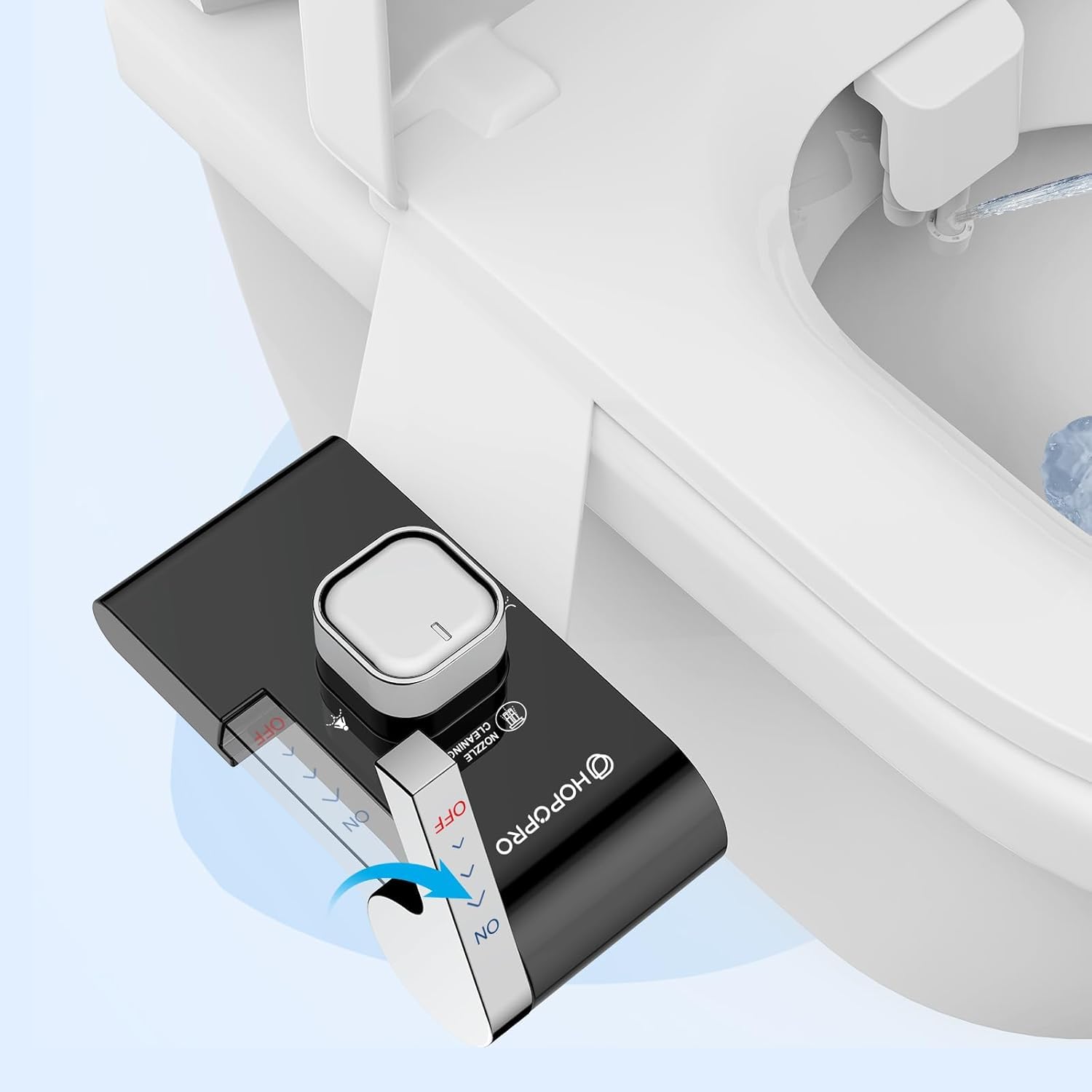 HOPOPRO Bidet with Single Finger Water Pressure Control, Self Cleaning Hygienic Dual Nozzle (Feminine/Rear Wash), Non-Electric Bidet Attachment for Toilet Seat, Easy DIY Install <5 Min -Black