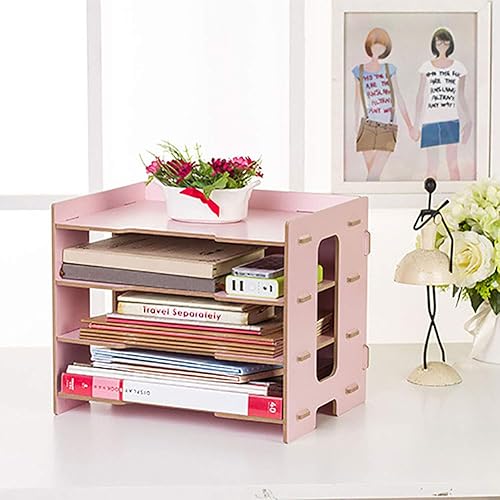 Miniatura 5 de Cyrank Organizador de archivos de escritorio, moderno, de madera, mesita de noche, oficina, bandeja organizadora de cartas, estante de exhibición,