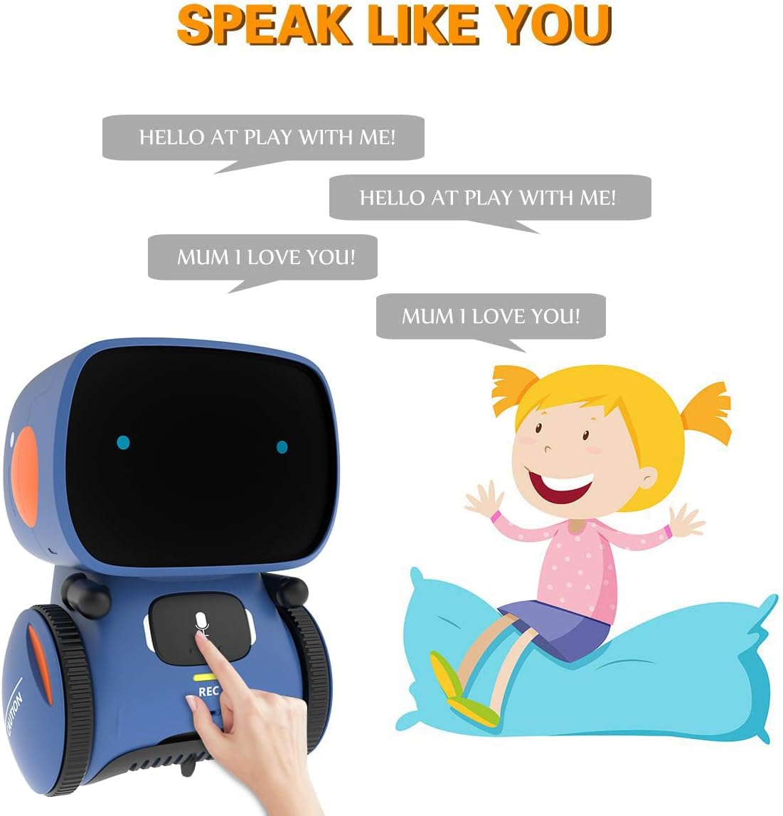 98K Robot Toys for Girls and Boys Rechargeable, Touch and Voice Control Robots Interactive Talking Smart Partner and Teacher with Singing, Dancing, STEM Toy Gifts for Kids Age 3 and Up