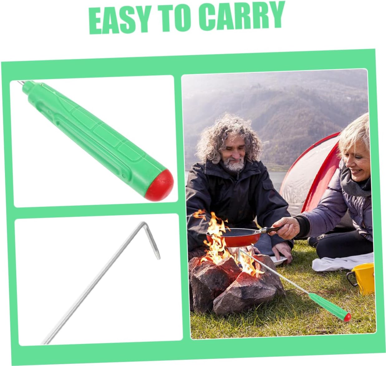 Cabilock Extra Extended Metal Fire Pit Poker Tool for Campfire Use