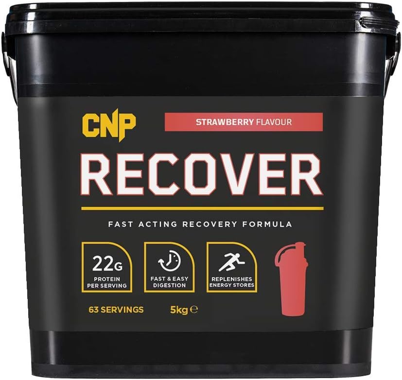CNP Professional Recover, 5kg & 1.2kg Fast Acting Post Exercise Recovery Formula, Whey Protein Powder, Vegetarian and Halal (Strawberry, 5kg)