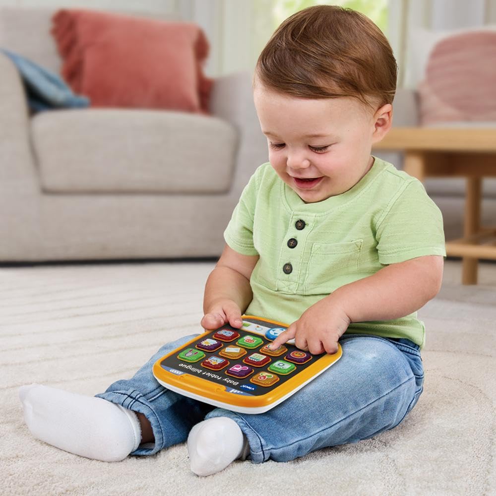 VTech Baby Tablet Bilingue, Tablet Bambini Educativo con 12 Tasti Luminosi con Applicazioni, 4 Frecce Direzionali, Lingua Italiana e Inglese, Batterie Incluse, 9-36 Mesi