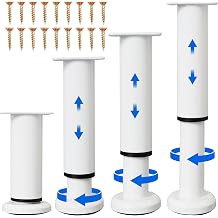 4PCS أرجل خزانة قابلة للتعديل للأثاث 4.72-7.48 بوصة [مع 18 مسامير PCS] ، أرجل استبدال الارتفاع القابل للتعديل للخدمة الشاقة لـ Dresser / Sofa / Bed / Chair ، أرجل لأثاث مجموعة من 4 أبيض
