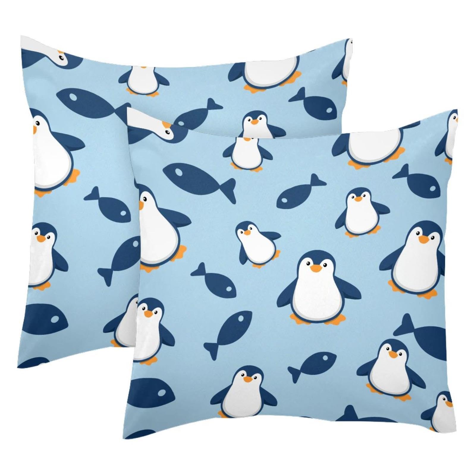 Housse de coussin velours pingouin doux 50x50 cm pour apporter tendresse et réconfort à la maison