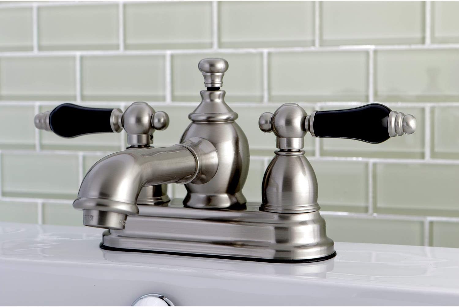 Kingston Brass KS7008PKL 4" Centerset Lavatory Faucet with Brass Pop-Up, 4-1/2", Brushed Nickel