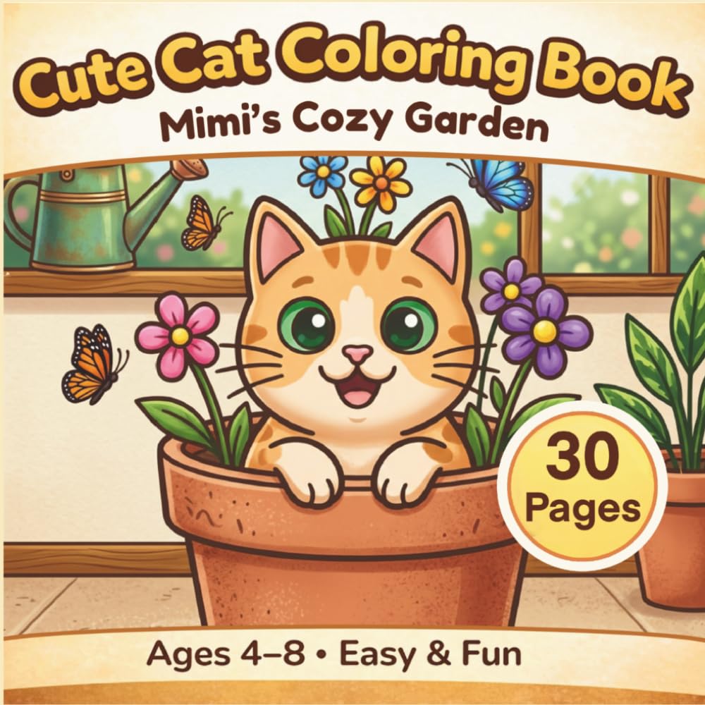 Cute Cat Coloring Book: Mimi's Cozy Garden (Cute Cat Coloring Book for Kids – Cozy Adventures with Mimi!)