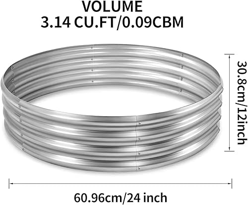 Miniatura 14 de Land Guard Kit de cama de jardín elevada galvanizada, maceta redonda grande galvanizada de metal galvanizado, cajas de jardín elevadas al aire libre